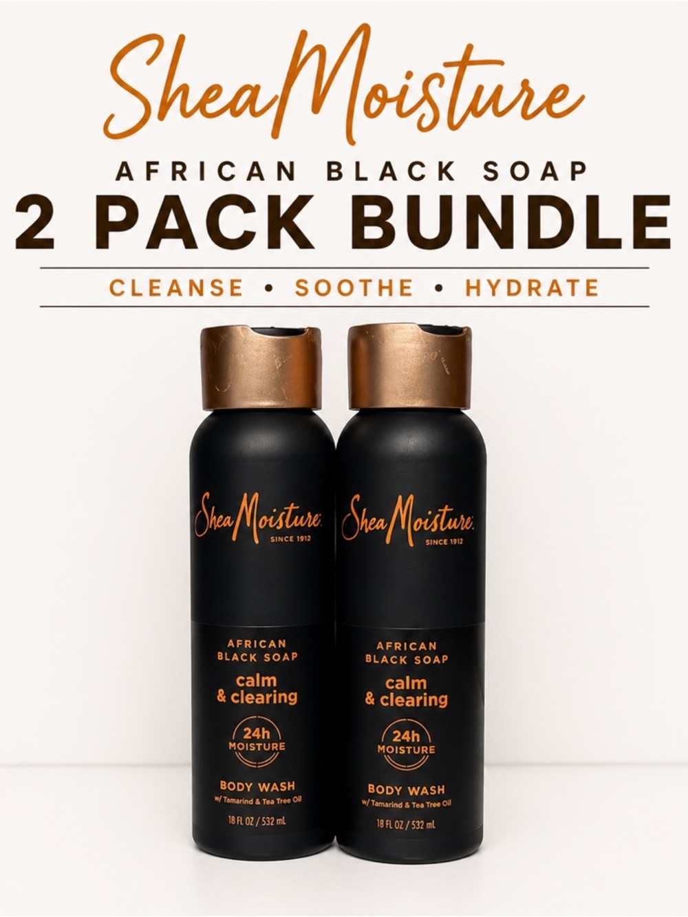 SheaMoisture Pack of 2 African Black Soap Calm & Clearing Body Wash